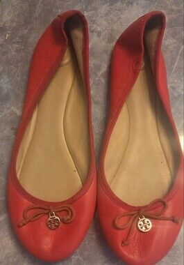 Tory Burch Red Leather Ballet Flats